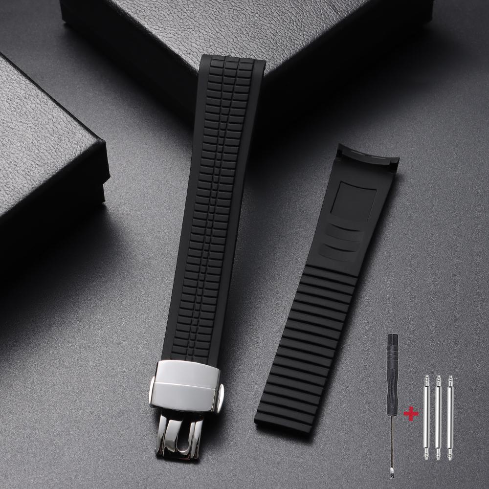 Cinturino per Orologio con Estremità Curva 21mm per Patek Philippe Serie Aquanaut 5164/5167 Impermeabile Anti-Polvere in Gomma Braccialetti in Silicone