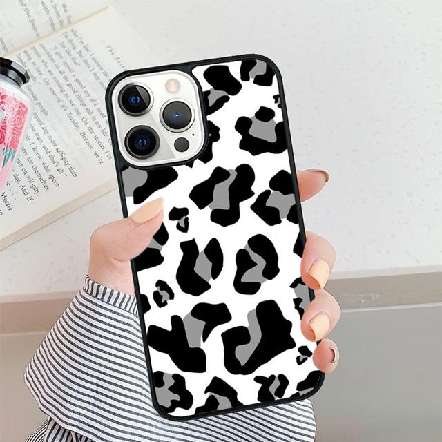 Black and White Leopard Texture Phone Case For iPhone 17 Air 16 15 14 plus 12 13 Pro max Shell Cover coque
