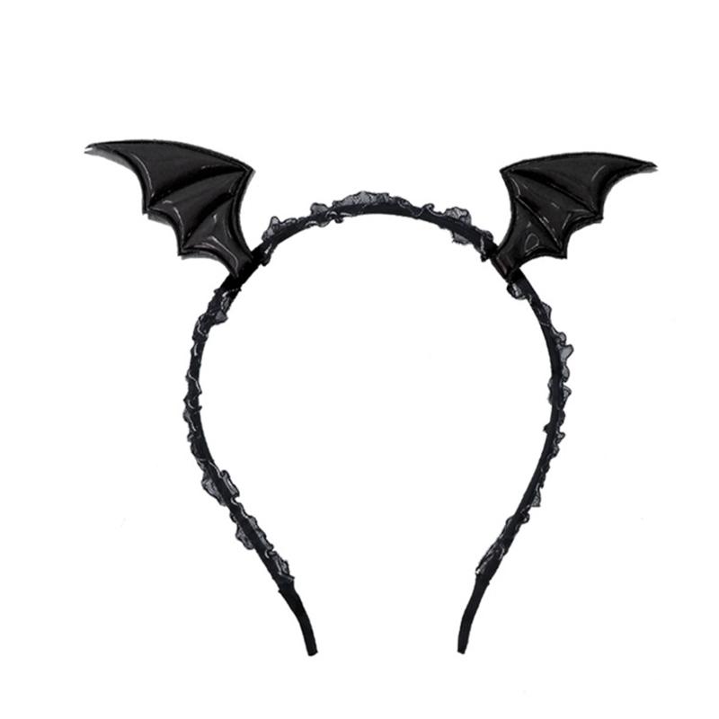 Halloween Devil Costume Set Devil Bat Headband Lace Choker Demons Cosplay Accessories for Carnivals Themed Party Props