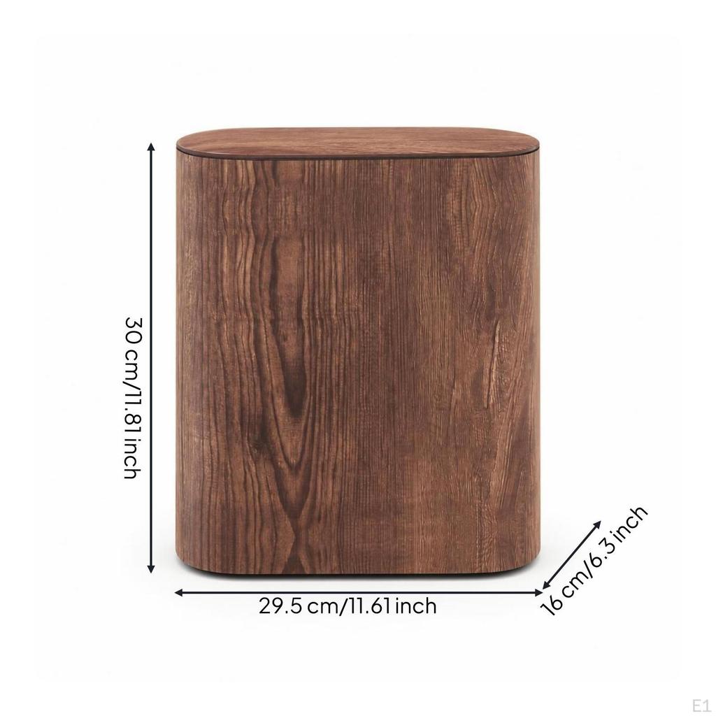 Trash woodgrainGrain Can with Lid Narrow Rectangular Waste Bin for Lavatory, Office, Kitchen