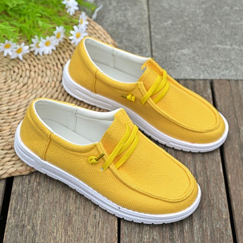 Fashion New 2025 Women's Plus Size Breathable Canvas Flats Slip-On Lace-Up Soft Sole Comfortable Fashion Light Outdoor Casual Shoes