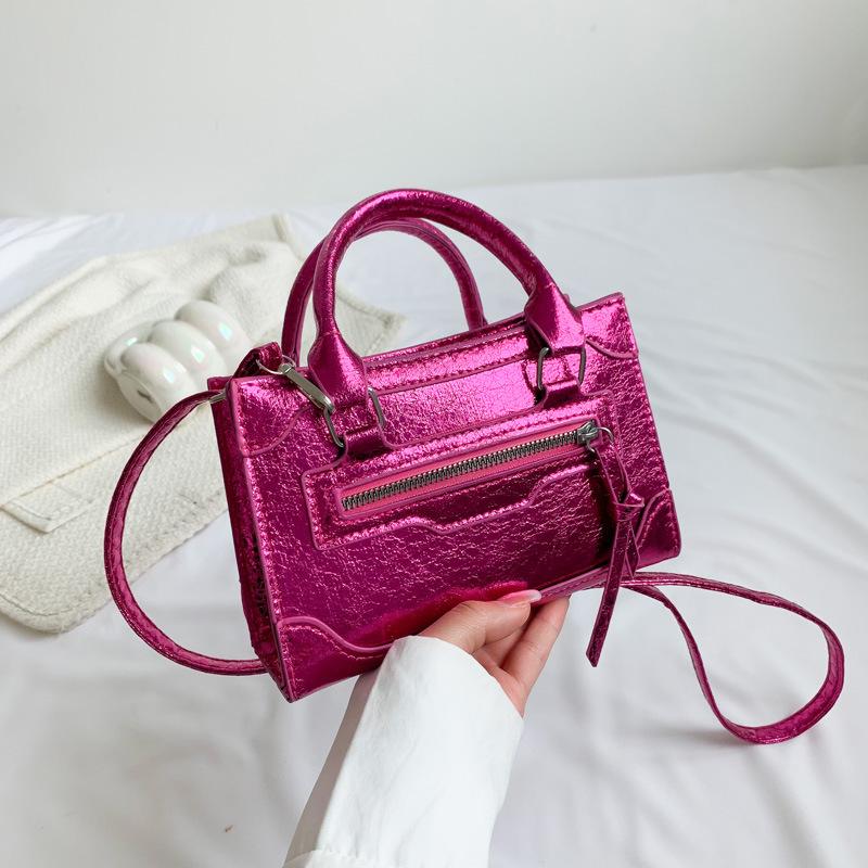 Fashion pearlescent handbag women's 2025 new Korean version trend casual small square bag PU wholesale shoulder messenger bag