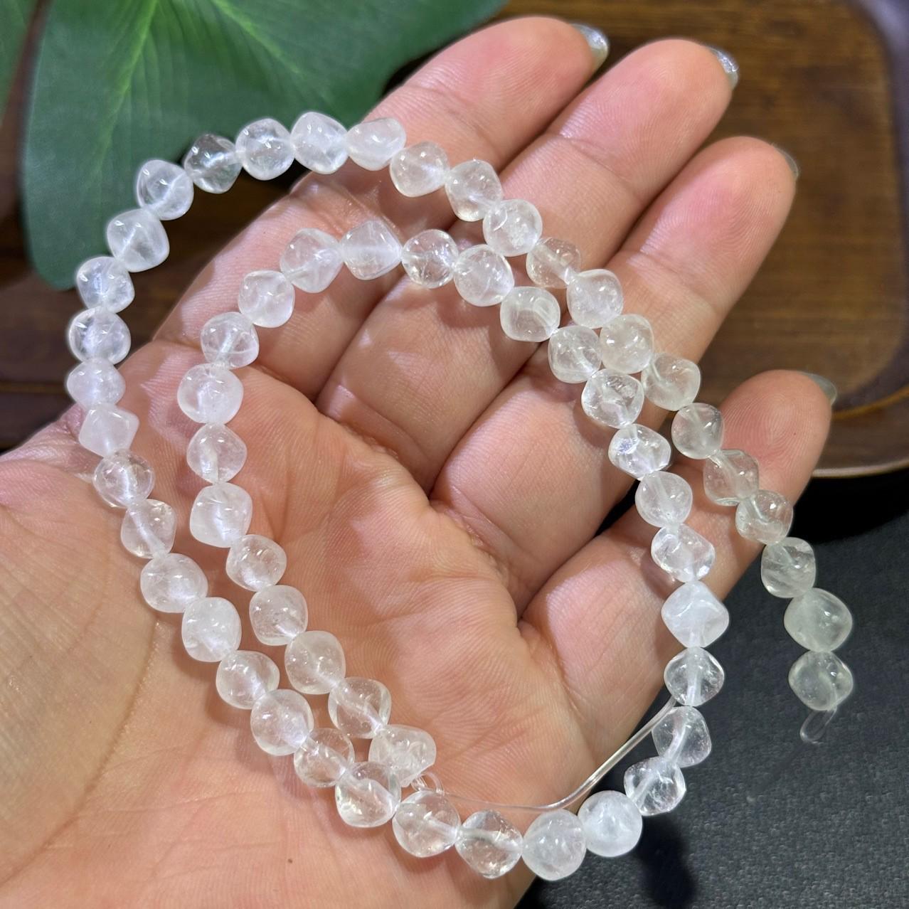 

White Crystal 7mm Bead with Diagonal Hole for DIY Jewelry Crafting