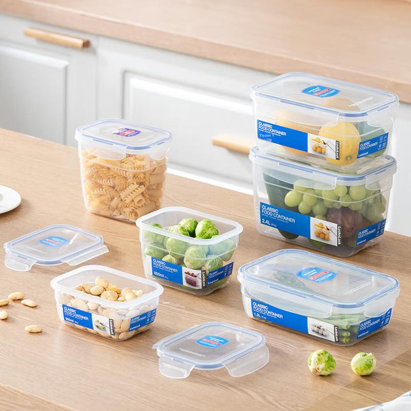 LOCK&LOCK Imported Fresh-keeping Box Microwave Lunch Box Plastic Food Container Sealed Bento Box Storage Box 550ML*2 Rectangle