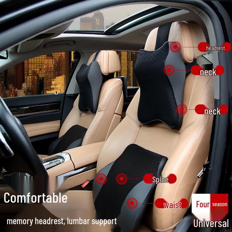 Universal Memory Foam Car Headrest and Lumbar Support Pillow