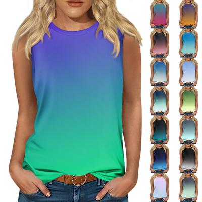Modisches Tanktop für Damen, Rundhalsausschnitt, leicht, ärmellos, mit Aufdruck