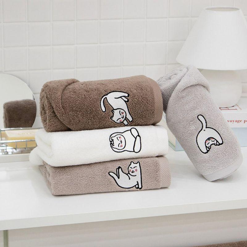 Songwol Towel Yoga Cat Cotton Towel 150g X 4 + AYO Travel Pouch M Set