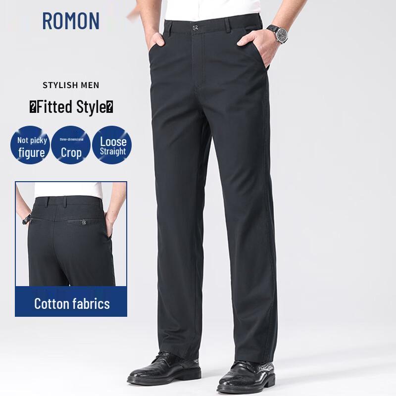 ROMON Men's Business Casual Stretch Straight Pants
