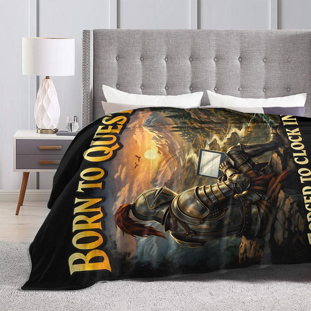 Born to Quest Forced to Clock in Blanket Fleece Summer Air Conditioning   Multifunction Super Warm Throw Blankets Bedspreads