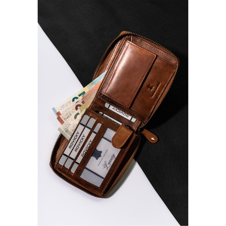 Men's Leather Zippered Wallet with RFID Always Wild