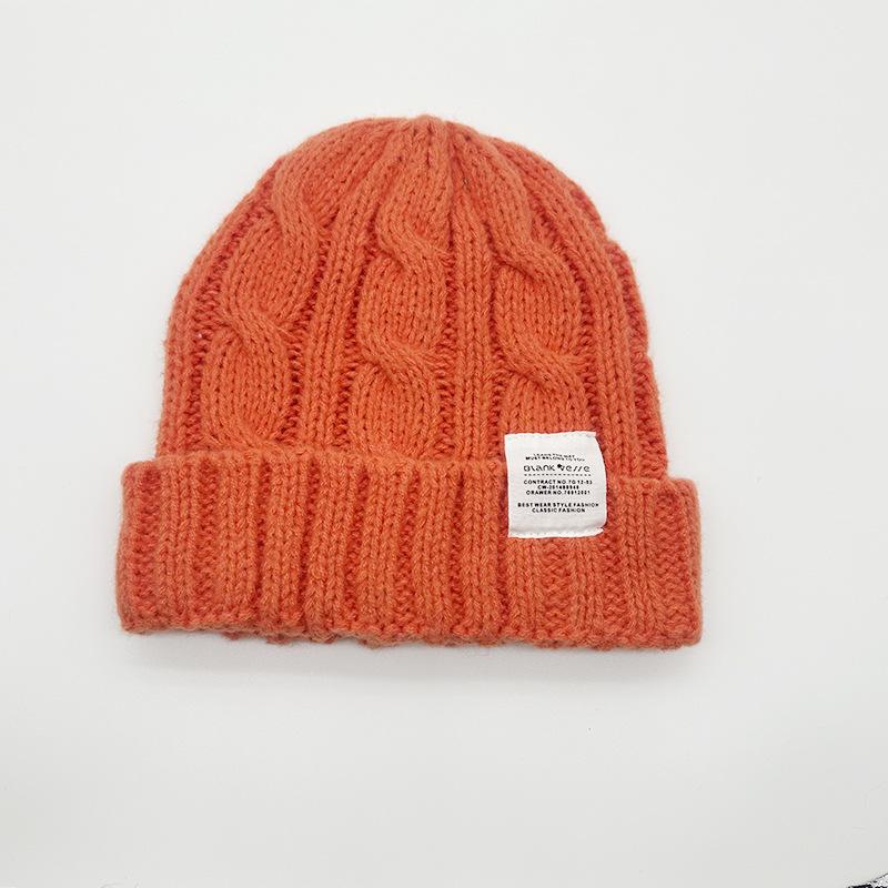 Women s Favorite Winter Green Ribbed Beanie Hat Korean Fashion Knitted Wool Custom Patch 100% Wool Warm for Business Scenes оранжевый