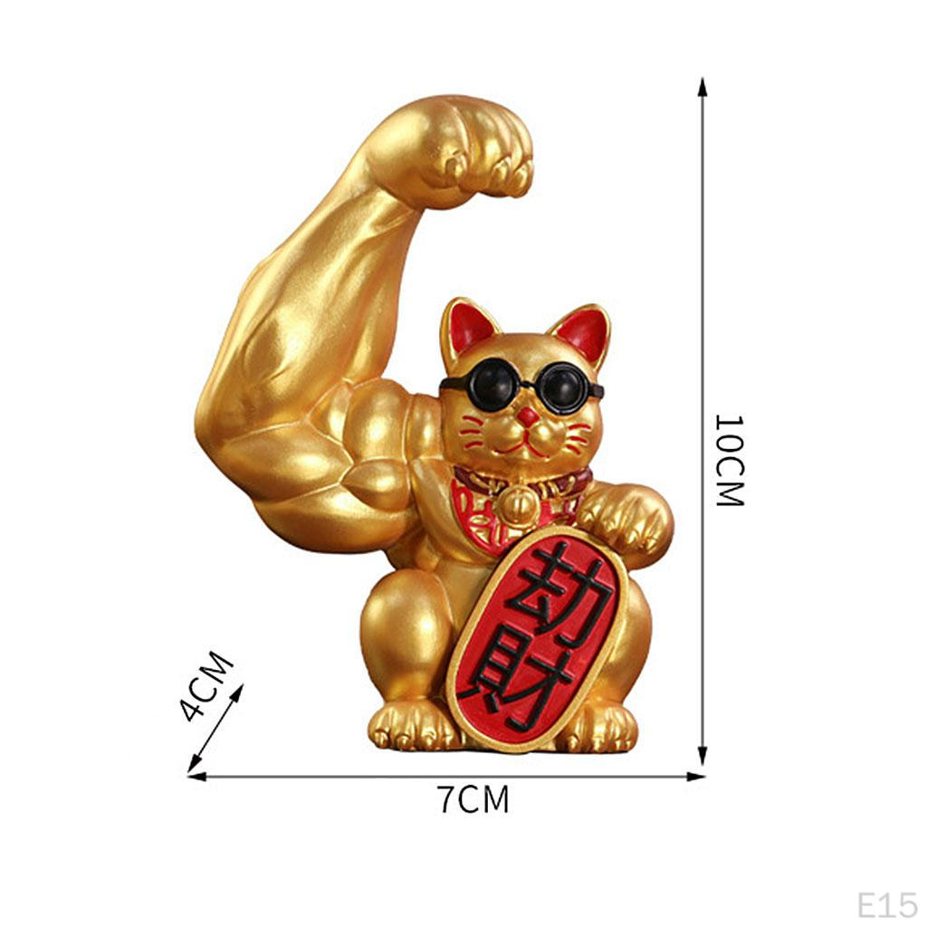Cat Figurine Sculptures Resin Fengshui Statue Wealth Car Decoration Ornament Accessory