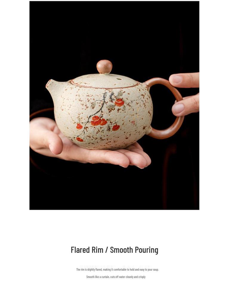 High-End Flint Red Gongfu Tea Set with Ceramic Kettle, Teacups, and Teaplatters