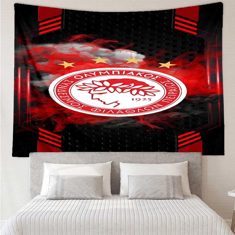 Olympiacos Fc: Red And Black Pride Tapestry Room Decoration Wall Hanging for Living Room Bedroom, Dormitory, Birthday and Christmas Gifts