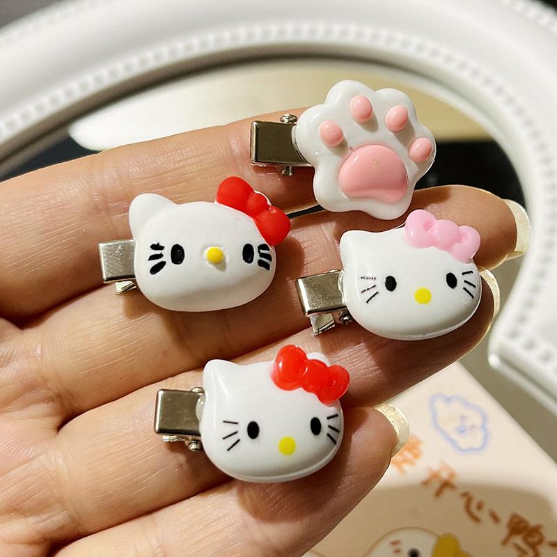 1 Pcs Red Pink Y2K Cartoon Cat Paw Hair Clip Headwear Travel Hairpins Headdress Hairclip