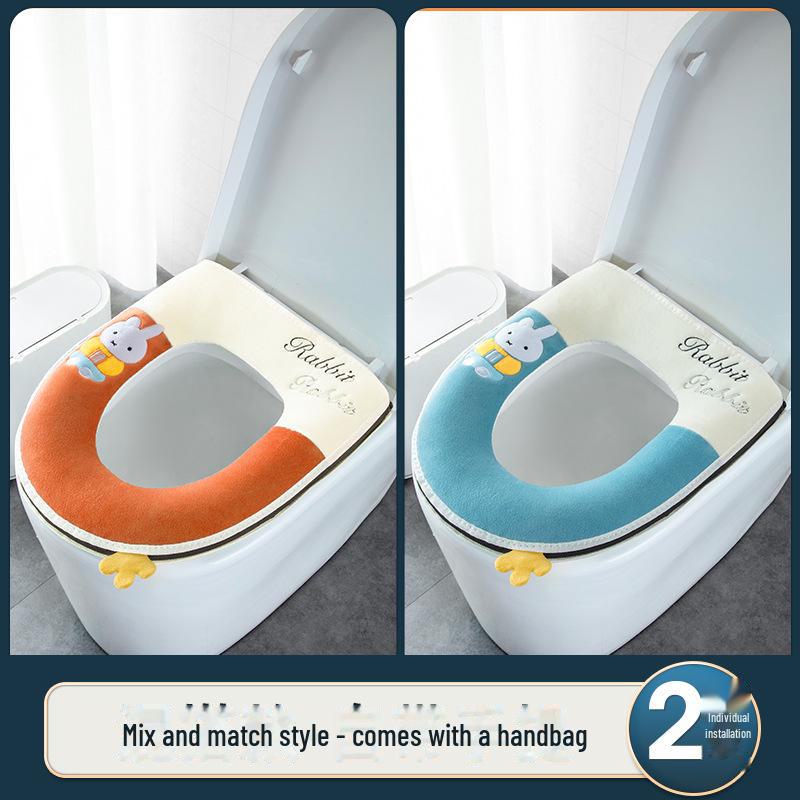 Bunny Cartoon Zipper Toilet Seat with Handle - Winter-Ready