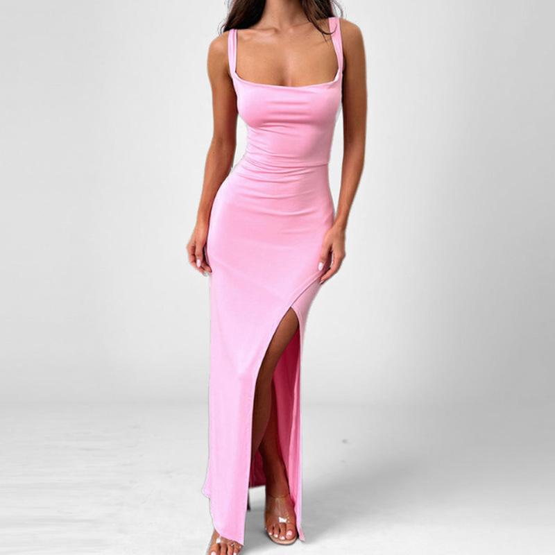 Primavera Nuovo Abbigliamento Donna Slim Temperamento Elegante Scollato Halter Bretella Suspender Abito Fianchi