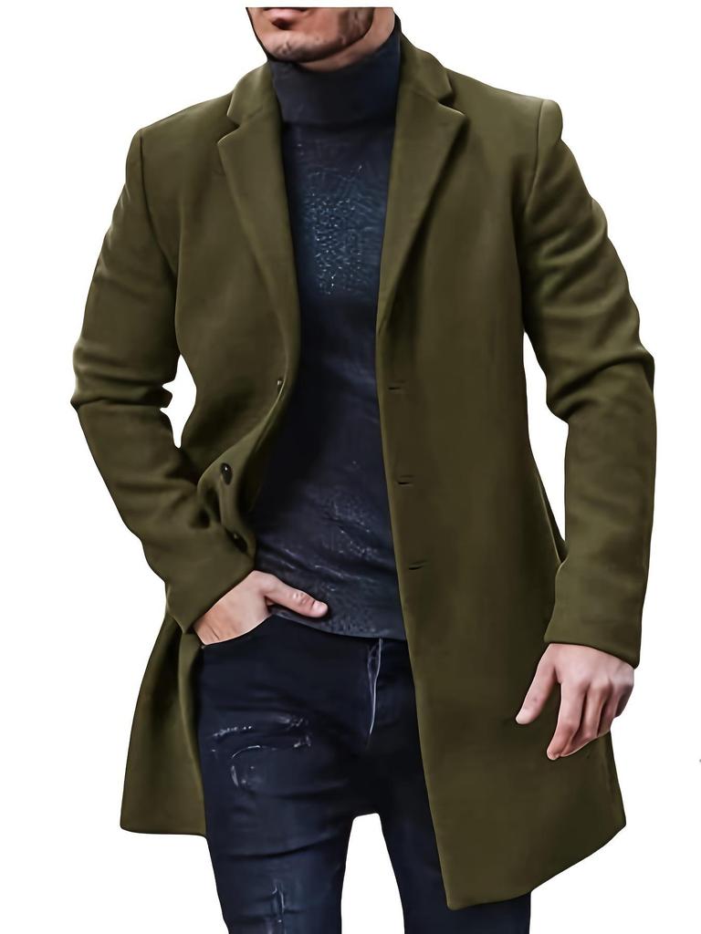 Men's British Style Wool Trench Coat - Mid-Length, Thick, Multiple Colors & Sizes (Autumn/Winter)