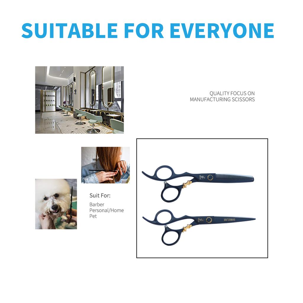 SANGELAR 6 Inch Left-handed Professional Hair Scissors, Magical for Girls' Hair Trimming,Dog Grooming Scissors Can Be Used As Pet Styling Tool