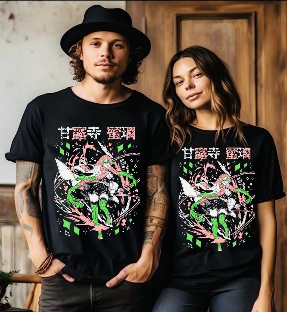 2026 Summer Demon Slayer Anime Mitsuri Kanroji Printed Loose Shortsleeved Pure Cotton Childrens Tshirt Tide Unisex Casual