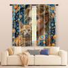 2 pcs, filtering curtains (excluding rods, non-movable, without batteries) Boho-Chic Cat & Woman for use in bedrooms and living