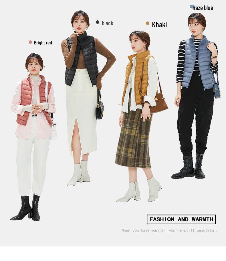 Youjia Dámská lehká vesta s 90% prachovým peřím z bílé kachny - Bez rukávů, hřejivá a stylová pro podzim a zimu