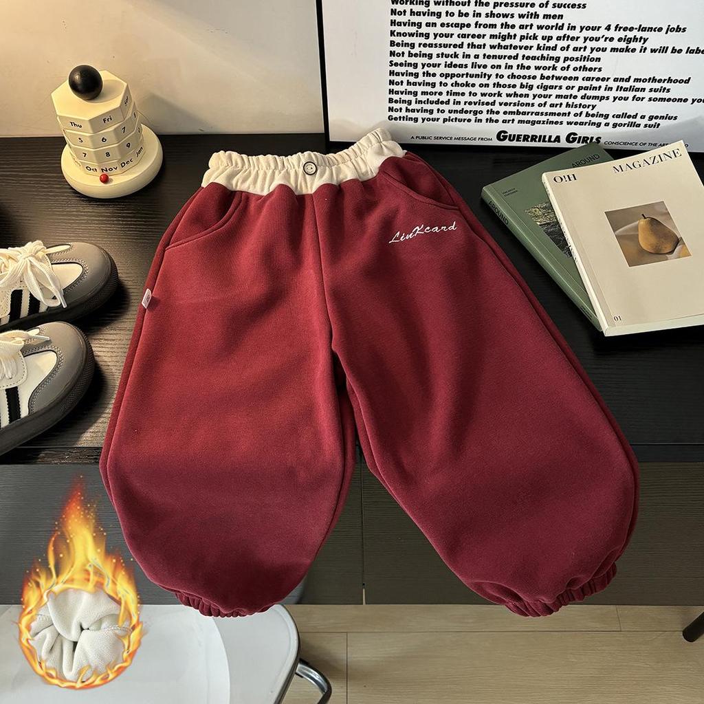 Girls' Trendy Autumn & Winter Cotton Sweatpants with Plus Velvet