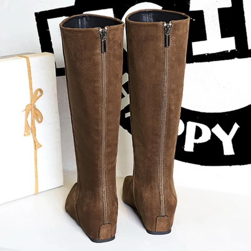 Fashion 2024 Winter New Brand Women Knight's boots Fashion Pointed Toe Slip On Knee-high Boots Thin Low Heel Long Boots Shoes