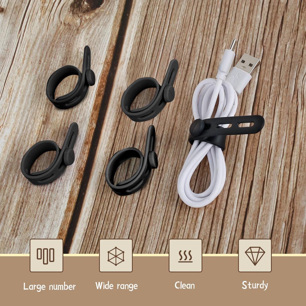 30Pcs Silicone Cable Ties Cord Organizer Adjustable Reusable Cable tie Straps Cable Management Organizer Fastening Cable Straps