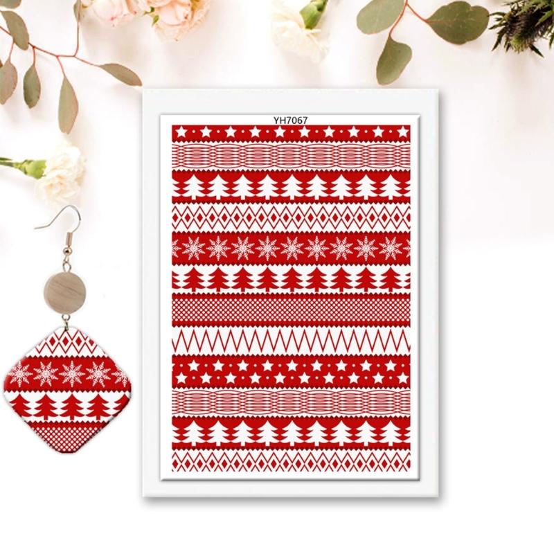4PCS Christmas Clay Transfer Paper 95x138mm Water Soluble Paper Clay Transfer Sheets for Clay Earring Jewelry Making