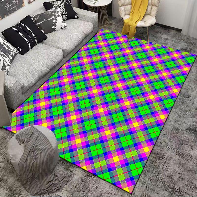 Colorful Geometric Plaid Pattern Carpet for Bedroom or Living Room Decor Suitable for use as an anti-slip for living room bedroom sofas