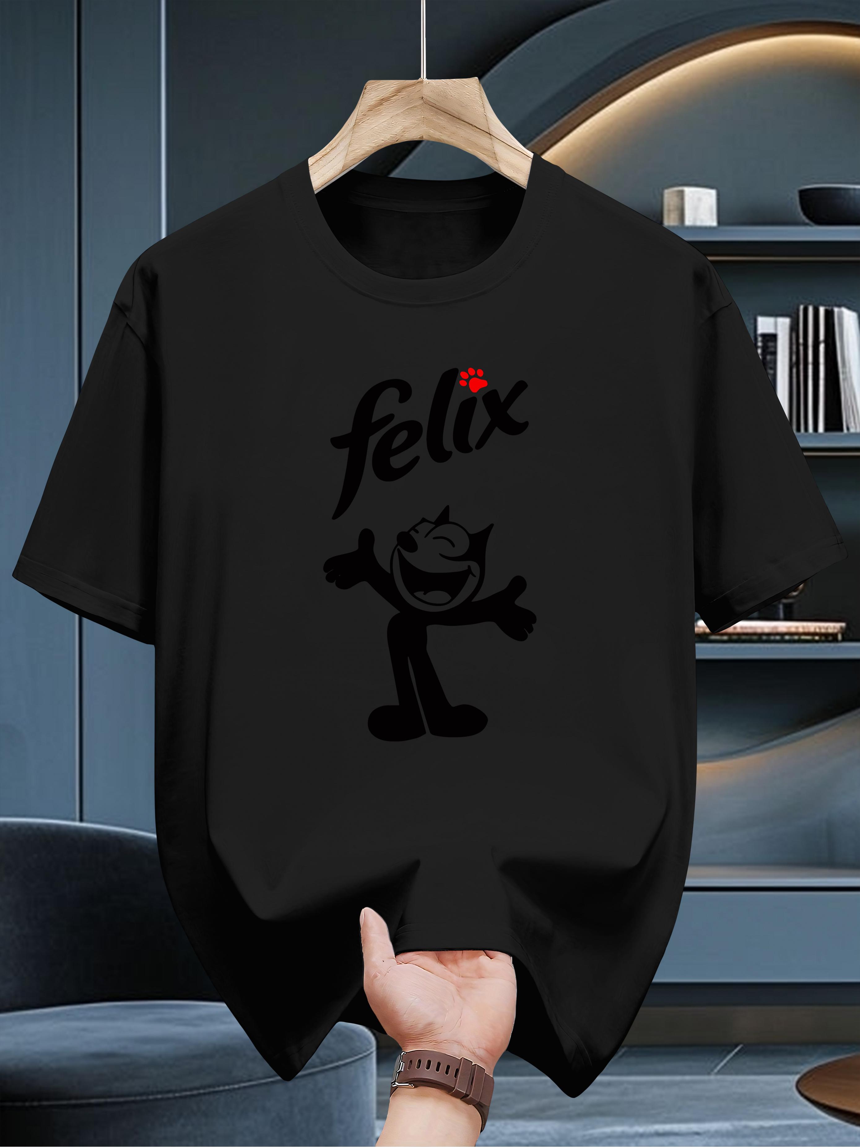 

Felix Graphic Cotton T-shirt - Black Casual Summer Tee with White Geometric Design L