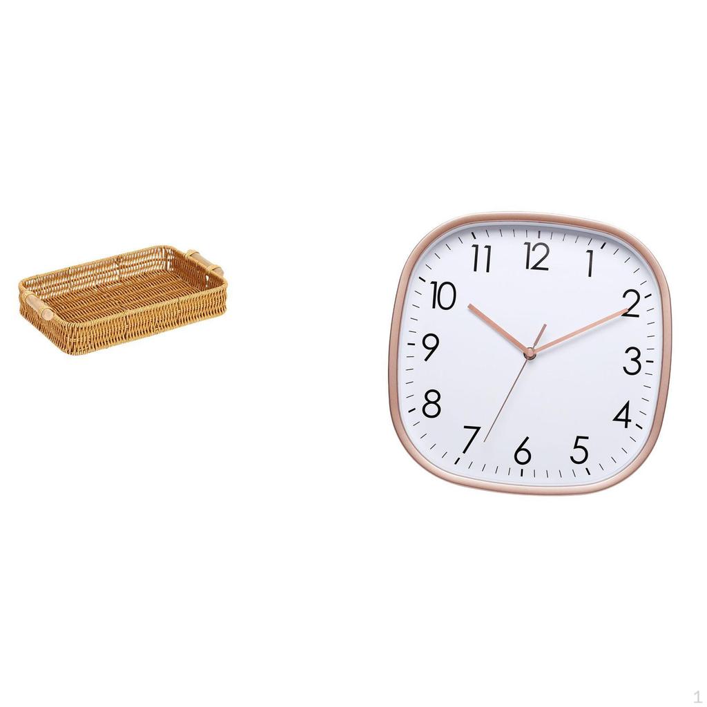 Woven Fruit Basket Snack Bowl Bread Plate Desktop Wall Clock Digital Hanging Design Large Vintage