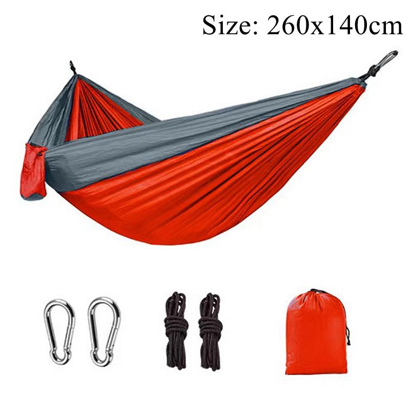 Double Persons hammock Lightweight Parachute Fabric Outdoor Hammock with Net for Camping Travel Outdoor Relaxation 260x120cm