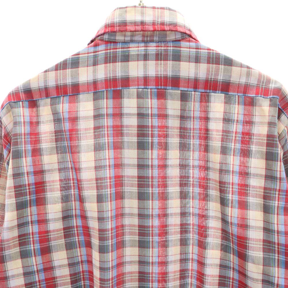 Bellcraft 70s 80s vintage Check Pattern Long sleeve shirt S Red series Men's Used
