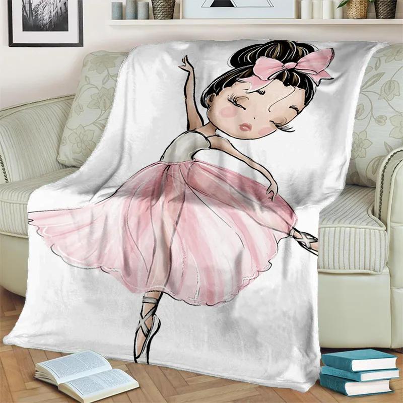 Cute Ballet Girl Ballerina Fairy Cartoon Blanket,soft Throw Blanket for Home Bedroom Bed Sofa Picnic Office Cover Blanket Kids