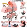 BAZARLAND30. 3-in-1 Combi Kinderwagen Autostoeltje Reiswieg Trio Omkeerbaar Verstelbaar Hoge Kwaliteit Lekvrije Wielen. ROZE
