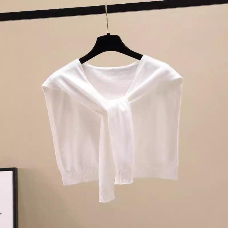 Autumn knitted shawl women's thin outer with small vest, spring and autumn knitted sweater with shoulder scarf