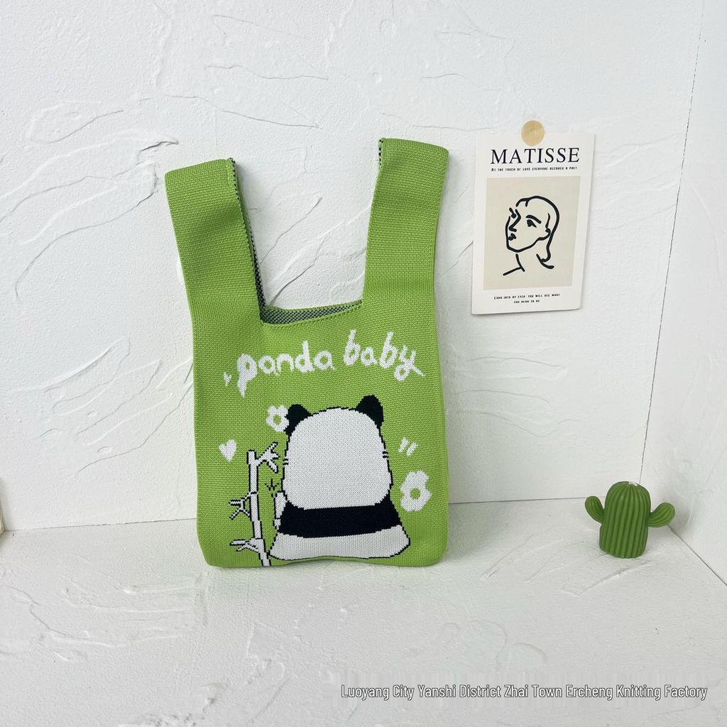 Panda Knit Women's Cross-Border Wrist Tote Handbag