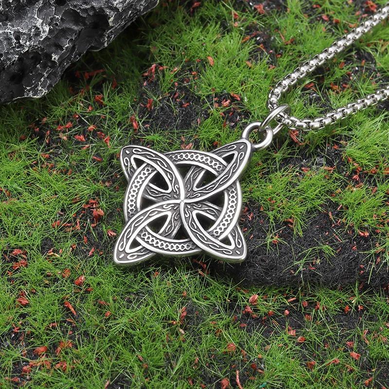 Vintage Fashion Irish Witchcraft Celtic Knot Pendant Necklace for Men Women Slavic Witch Knot Lucky Amulet Jewelry