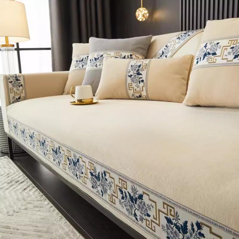 Chinese Style Chenier Sofa Cushion Four Season Universal Anti Slip Sofa Cover Fully Covered Machine Washable Decor Sofa Towel