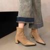Short tube, small man, tall, pointed wind, short boots, casual year fashion, thick heel, daily