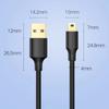 Ugreen 5-pin Gold-plated USB - Mini USB Cable 0.25m Black (US132)