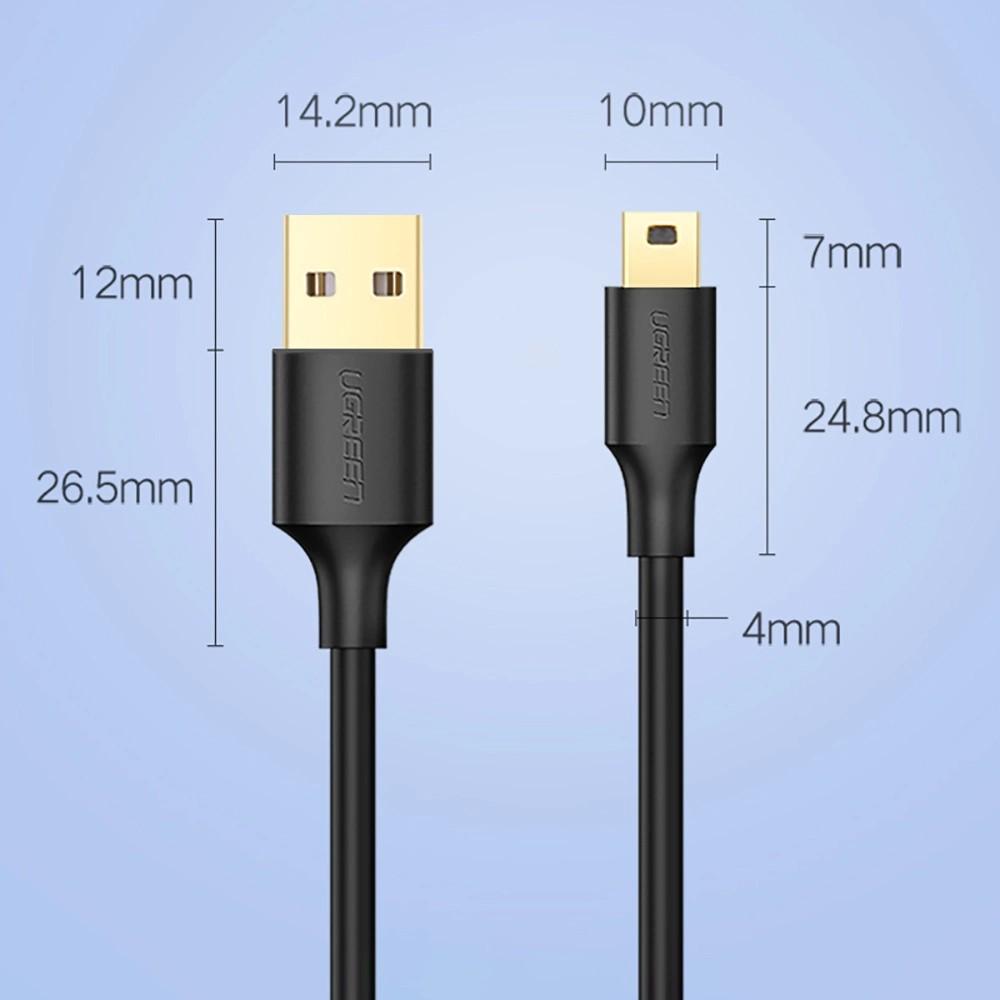 Ugreen 5-pin Gold-plated USB - Mini USB Cable 0.25m Black (US132)