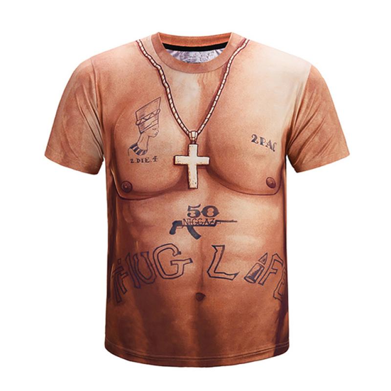 Herrenmode Lustiges muskulöses Männer-T-Shirt 3D-Druck-T-Shirt Lässiges Rundhals-Kurzarm-T-Shirt Übergroße, schnell trocknende Kleidung