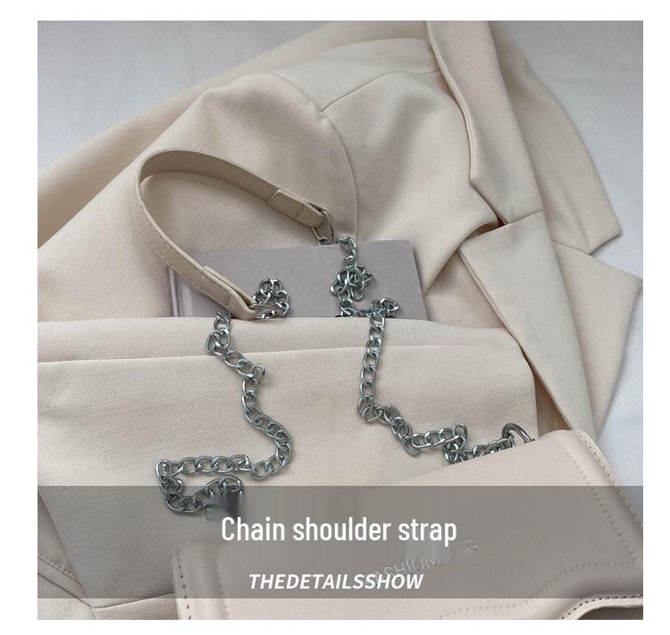 Korean Style Small Square Women's Crossbody Bag - 2025 Solid Color, Wave Pattern, Chain Shoulder, Simple Fashion.