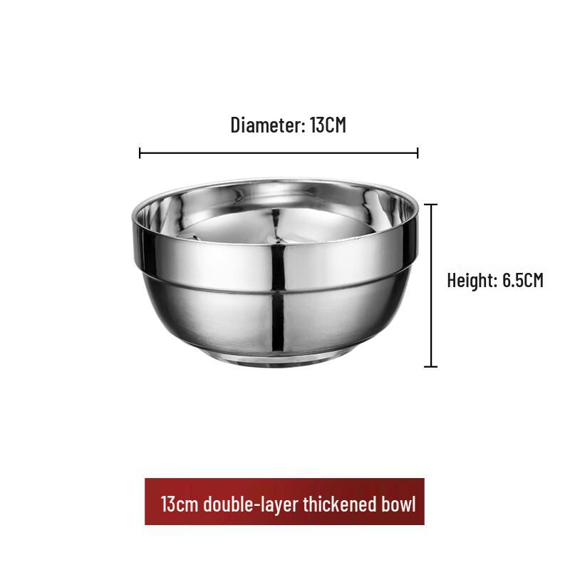 SuLi 304 Stainless Steel Double-Layer Anti-Scald Bowl
