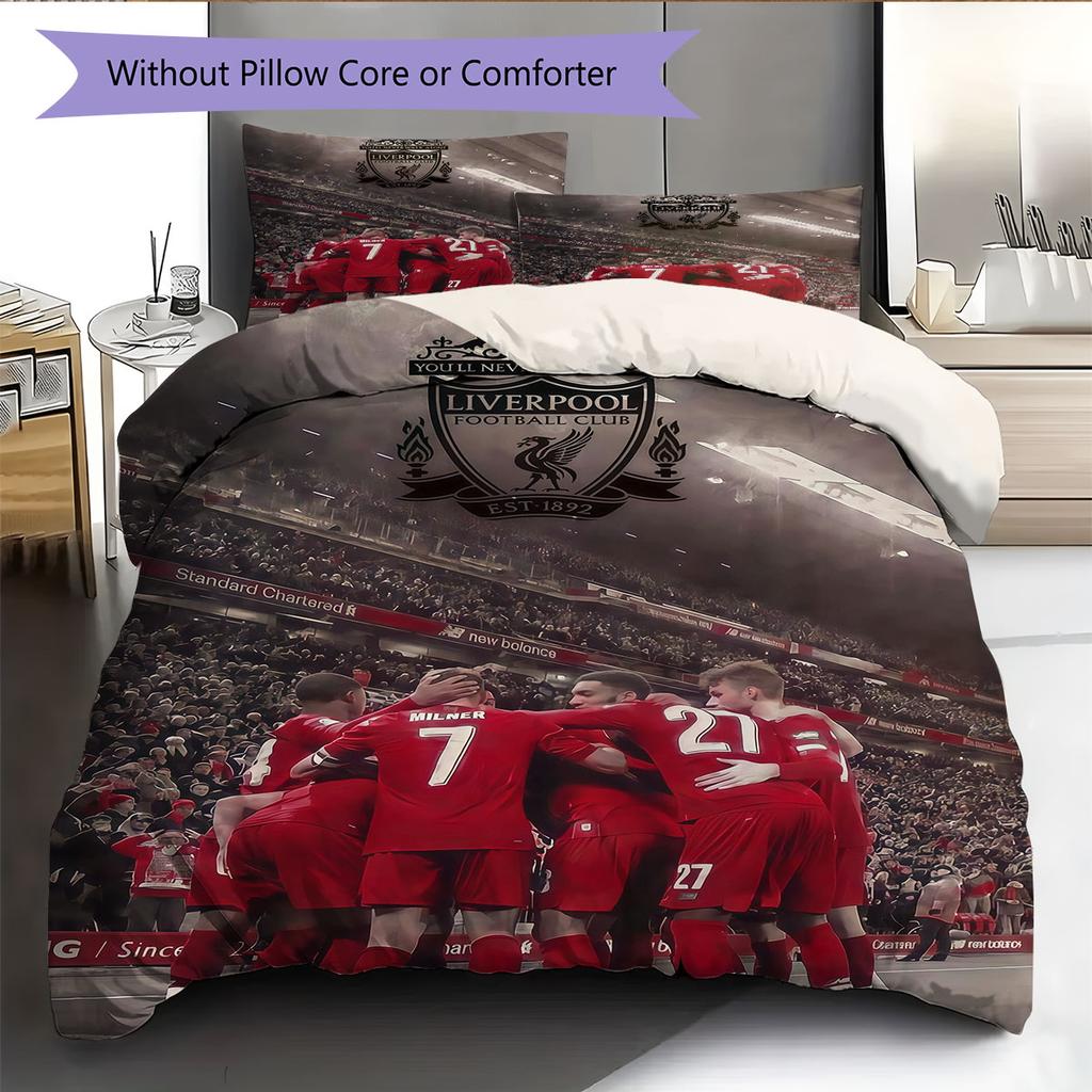 Liverpool Players Pattern Bedding Home Decoration Birthday Gift ( 1 Duvet Cover + 2 Pillowcase, Without Core),fan Merchandise.