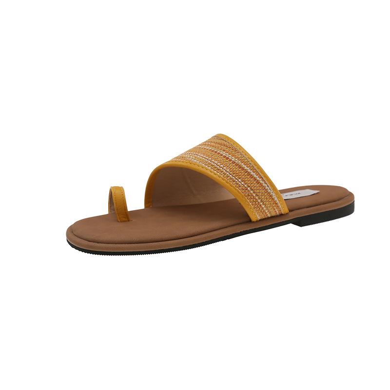 

Niche design set toe cool slippers women s 2025 summer new with skirt seaside flat beach one-word slippers 35