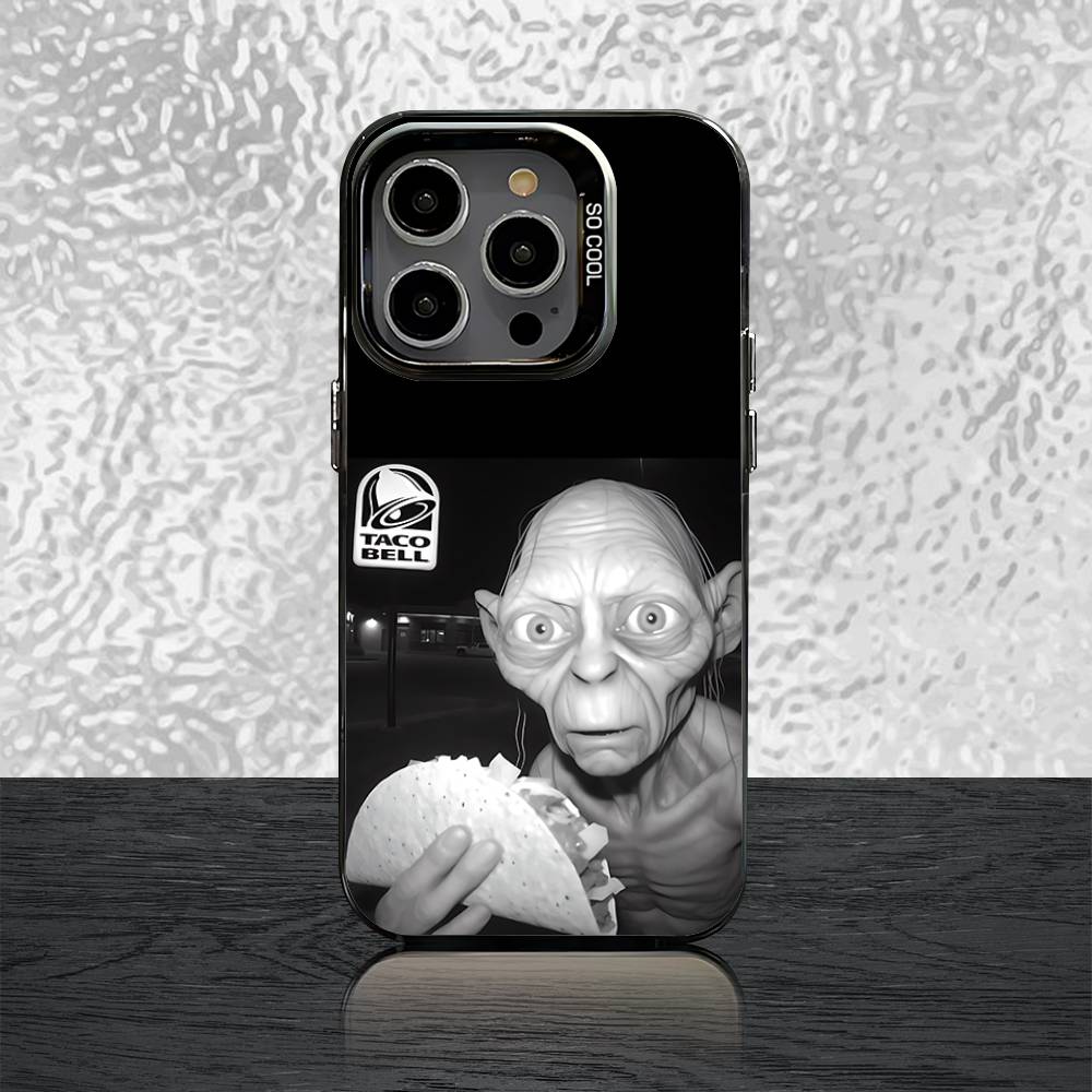 L-Lord of the R-Rings Gollum Phone Case For iPhone 16,15,14,13,12,11,Pro,Max,Plus,Mini,SE Grey Black Matte Laser Back Cover